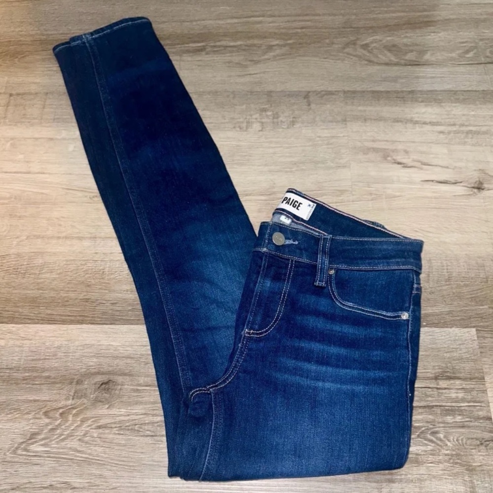 NWT Paige Verdugo Mid Rise Ultra Skinny Jeans Dark Indigo Wash - Picture 2 of 4